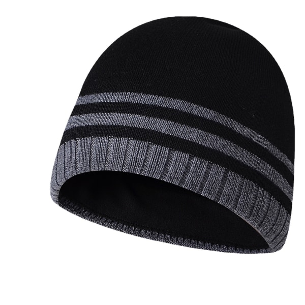 Musta neulottu hattu plus fleece-pipo pyöräilyyn tuulenpitävä cap