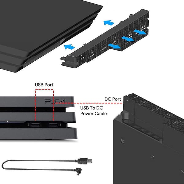 Køleventilator med USB - til Sony Playstation 4 Pro
