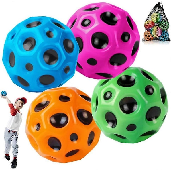 4 stk. Måneball, 6,5 cm Ekstrem Romball, PU Studeball Sansestimulerende Ball (Blå/Grønn/Oransje/Roserød)