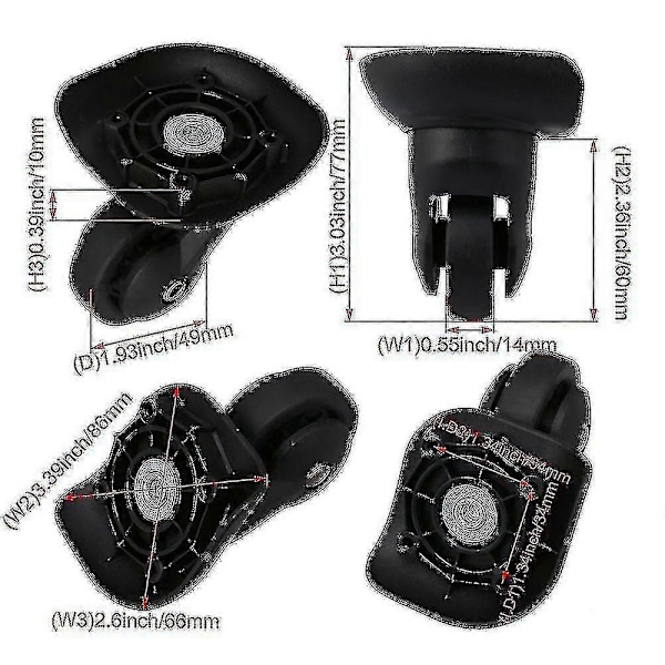 2 st Reserveringshjul för Resväska, Väskhjul W293# 4,9 cm