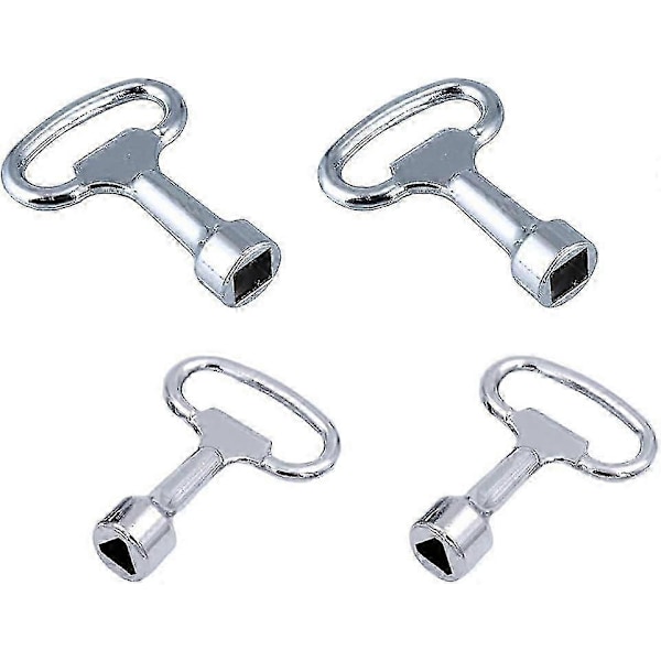 4 st Metall Triangelformade Universalnycklar för Gas-Vatten-Elmätarkontroll, Skåp & Radiatorboxar