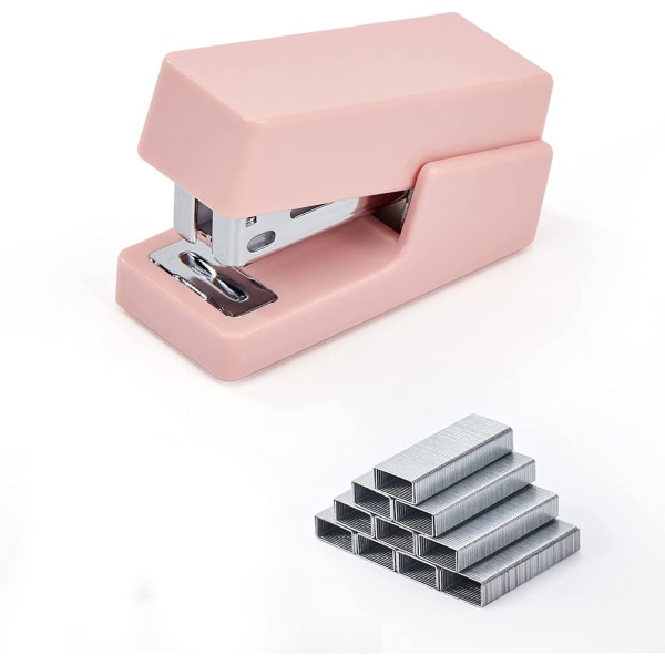 Minihäftare, 20-arks kontorshäftapparat med 1 kartong Standardhäftare, Rosa