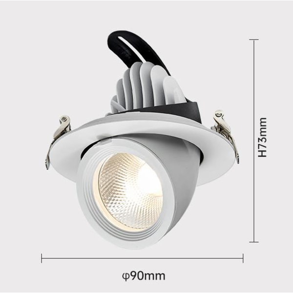 Led-kohdevalaisin säädettävällä kulmalla - aukko 75-80mm, halkaisija 90mm, 12W, 4000K, valkoinen, 1kpl