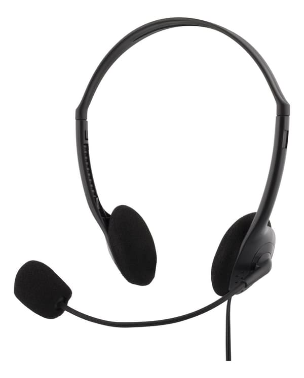 Stereo Headset mikrofon og lydstyrkekontrol 2x 35mm sort