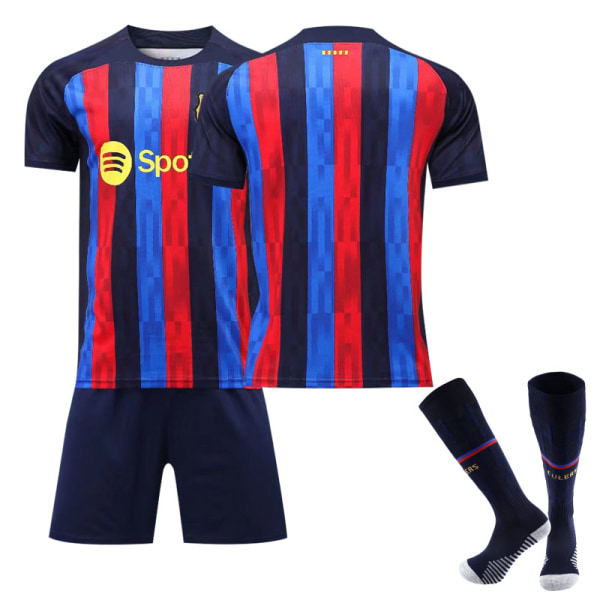 2223 Barcelona hjemme- og bortedrakter nr. 10 Messi nr. 21 De Jong kortærmet voksen barn fotballdrakter Z1 No S