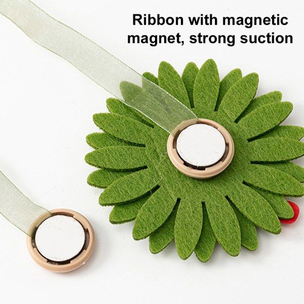 1 par solrosgardin Magnetisk non-woven tyg Countryside R grön