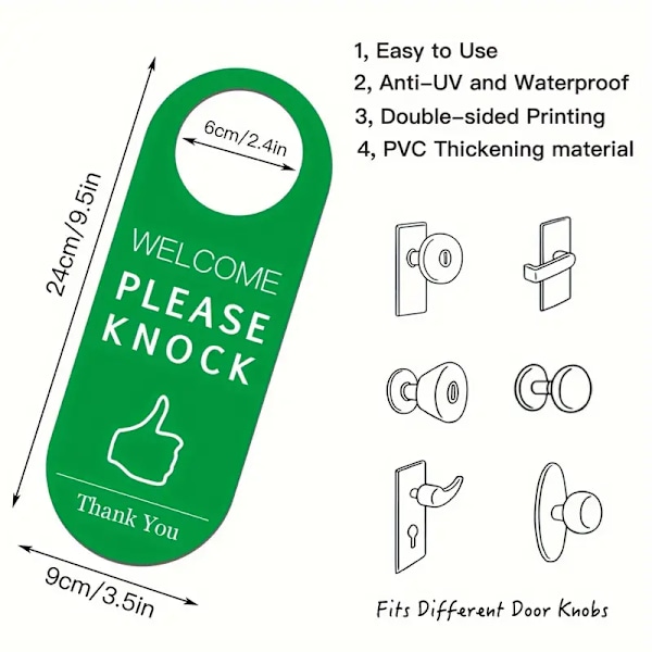 1 kpl Älä häiritse -kyltti, Tervetuloa koputa kyltti, Älä häiritse oven ripustettava kyltti PVC-muovia, sopii kotiin, toimistoon
