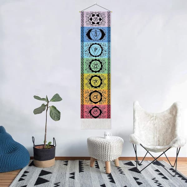 Svart chakra väggbonad sovrum vardagsrum väggdekoration