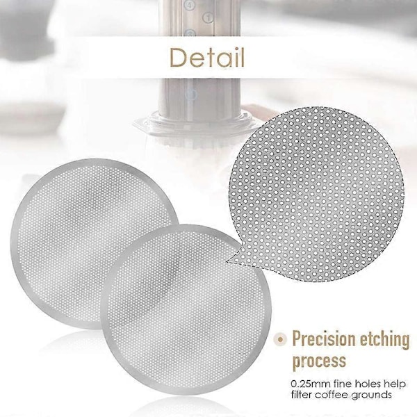 3 Pakning Metall Kaffefilter Mesh Kompatibel AeroPress Kaffemaskin, Sølv