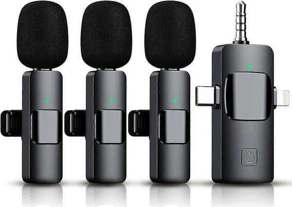 3 i 1 Trådløs Lavalier Mikrofon til iPhone, iPad, Android, Kamera,1