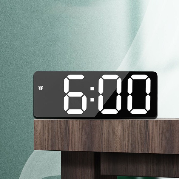 Klokke Smarte digitale vekkerklokker for soverom, LED-skjerm, slumre, dimmes, temperatur, dato, 12/24 timer, liten elektronisk skrivebordsklokke for kontorkontor