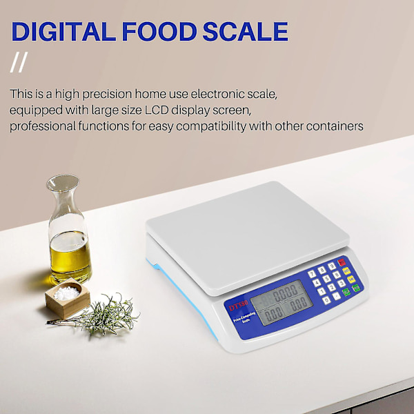 30 kg/1 g köksvåg digital matvåg med bakgrundsbelyst LCD-display mätning elektronisk våg mat