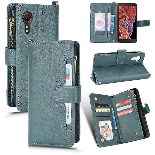 Ledertelefonveske med glidelås og litchitextur for Samsung Galaxy Xcover 5