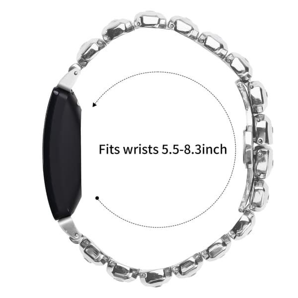 Fitbit Inspire Square Diamond Butterfly Buckle Silver