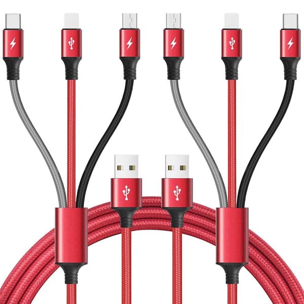 2025 Senaste Modell Multi Laddningskabel 3m 2-pack Multi Snabbladdningskabel Flätad Universell 3 i 1 Multi Laddningssladd Lång Multi USB-kabel