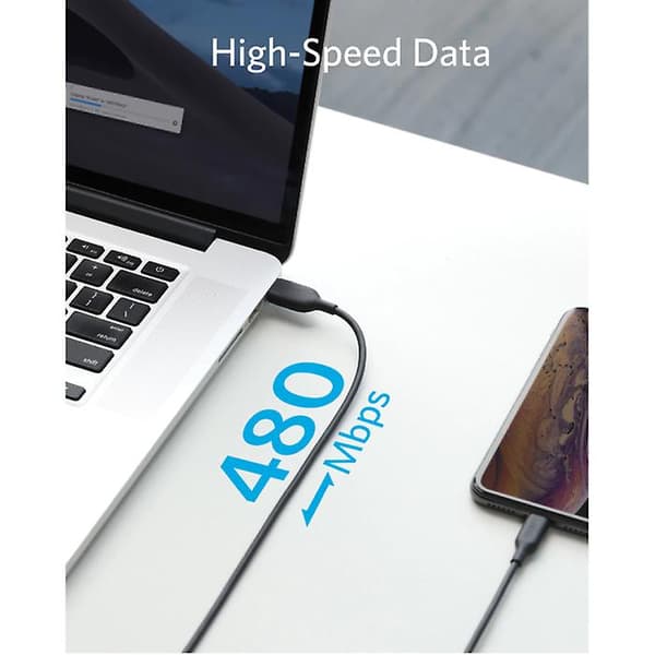 ANKER Powerline 3 Latauskaapeli iPhone Lightningille - 2.4A Datakaapeli 90cm Latauskaapeli Musta