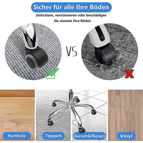 5-pak kontorstolhjul 11 mm / 22 mm erstatning hardt gulv for spillstoler, svingstoler, fl