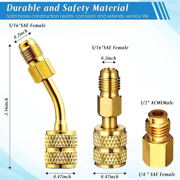 AC R134A Adapter Hurtigkoblingssett, R134a Tankventil R134a til R22/410a for Airconditionering Kjølesystem