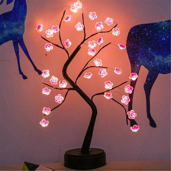 Mareridt Før Jul Blomstertræ Lys Gren Pottede Lys Ornamenter Til Natlys LED Lys