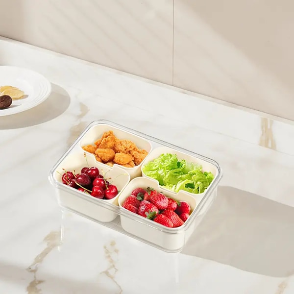 Bärbar Snacklåda Med Lock - 4 & 8 Fack, Hållbar Plastmatorganisatör för Picknick och Utomhusaktiviteter