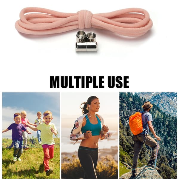 Elastiske og knutefrie skolisser - 2 par rosa