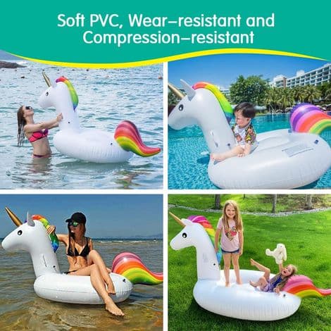 Enhjørning Float. Oppustelig Pool Float. 200×100×90CM Kæmpe Oppustelig Enhjørning Float Legetøj.