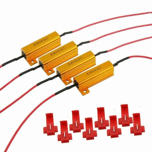 4 stk. LED Indikator Ballast Belastningsmodstand Blinkhastighedsrelæ Blinklys Pærer 50W 6 Ohm Belastningsmodstand