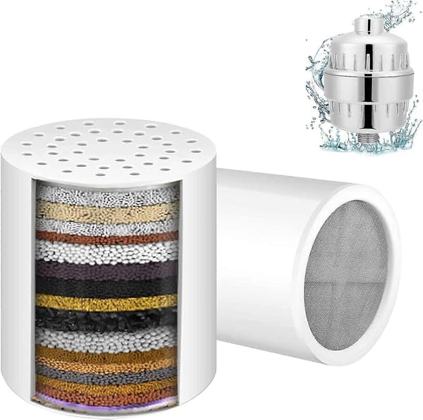 2-pack 20-stegs duschfilter, professionella duschfilter för hårt vatten, universellt duschfilter, universal duschhuvudfilter för hårt vatten med Com