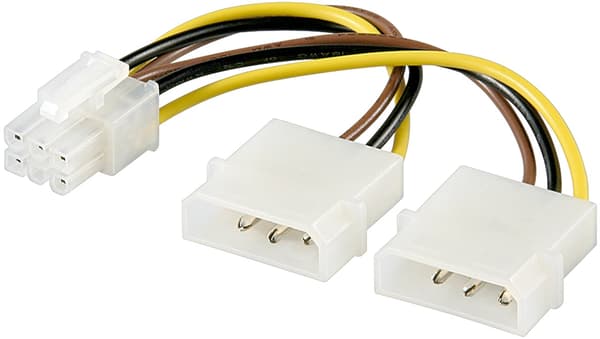 Strømkabel/adapter til grafikkort, PCI-E/PCI Express med 6 ben