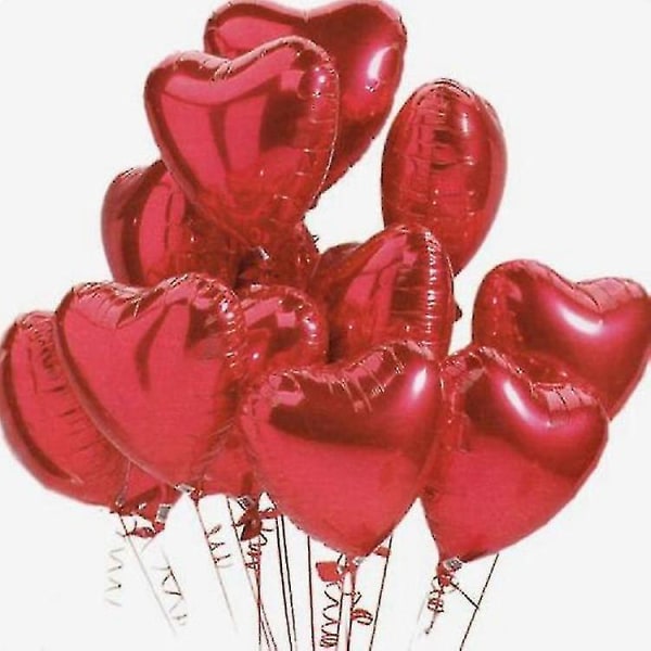 50 stk røde hjerteballonger 18 tommer røde hjerteformede folieballonger Valentinsdag Mylar ballonger for Valentinsdag, bryllup, forlovelsesdekorasjon