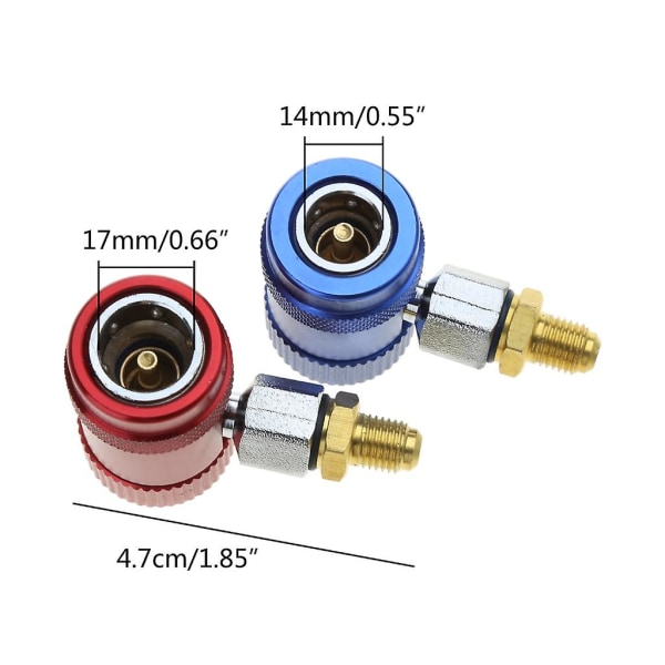2x A/c R1234yf Snabbkoppling Adapter Grenrör Anslutning Hög & Låg Sida Set
