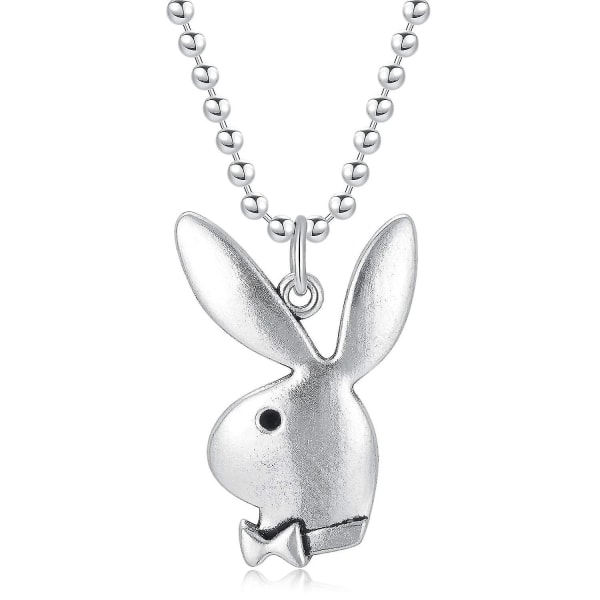 Playboy Bunny Halsband 24&quot; Rolo kedja i 304 rostfritt, med antik zinklegering Play Boy Rabbit Cha