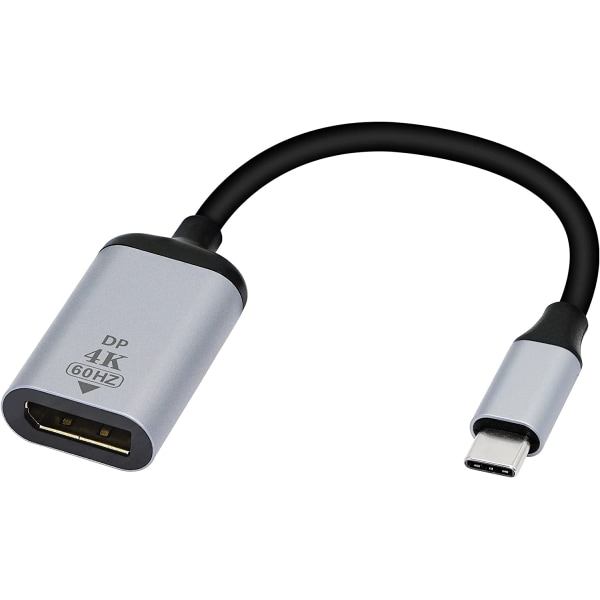 Type C til Displayport Adapter, 4K@60Hz USB C Hann til DP Hunn HD Converter kabel for TV, skjerm, projektor, etc