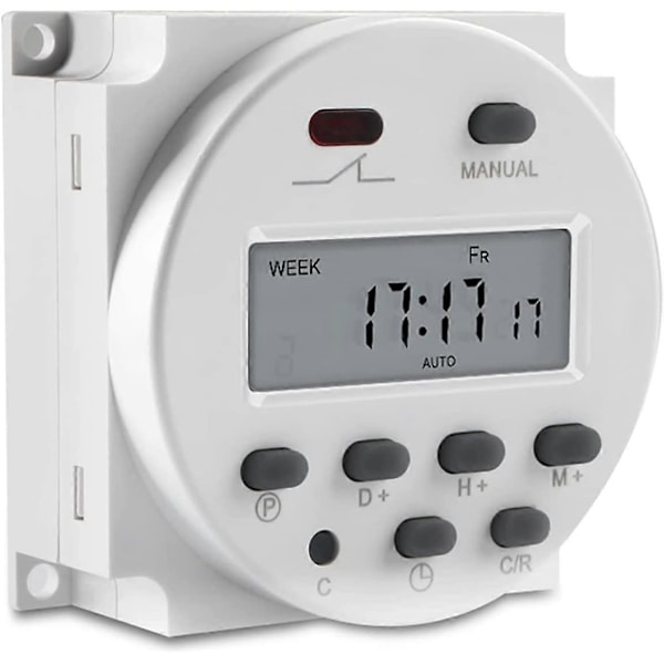Cn101A DC 12V Digital LCD-timer Programmerbar LCD-display Digital LCD-strömförsörjning Veckotimer Relästyrning med Vattentätt Skydd Vit