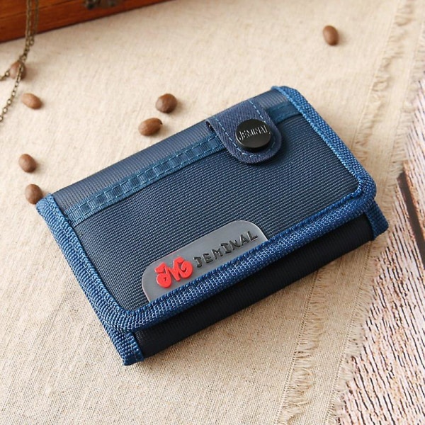 Mænds kort Oxford klud tegnebog Multi-Card Slot Intern pung lynlås tegnebog Blue