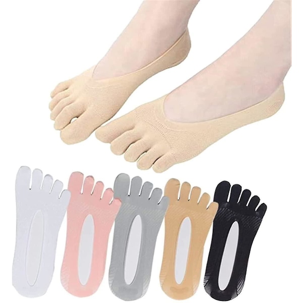 5 Pairs Split Toe Five Finger Socks Breathable Women Toe Socks