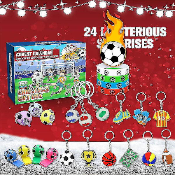 Julefodbold Adventskalender 24 Dage Nedtælling Fodbold Overraskelse Blind Box Fodbold Nøglering