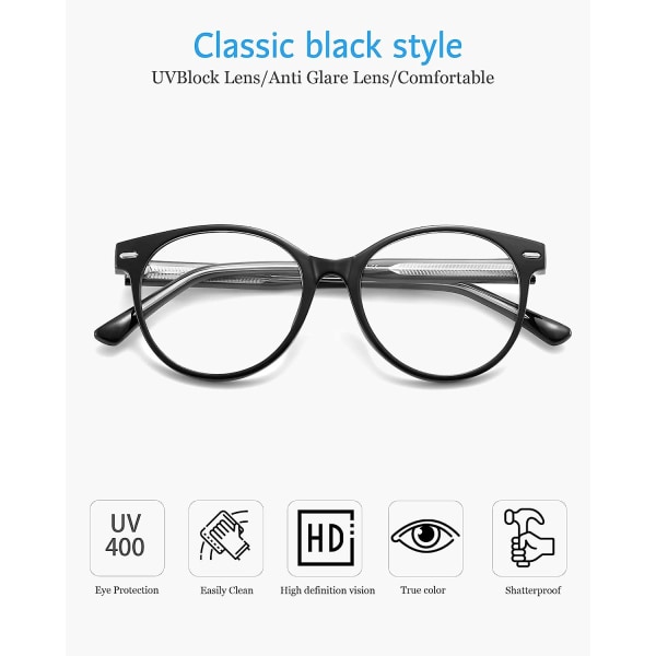 Blåljusblockerande glasögon, blåljusfilter datorglasögon dam(svart)