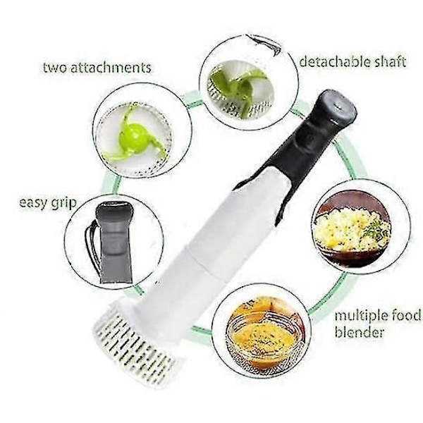Elektrisk kartoffelmoser, håndmixer grøntsagshakker 3-i-1 sæt, multiple puré og blender, nedsænkningsblander til perfekt blanding og purering