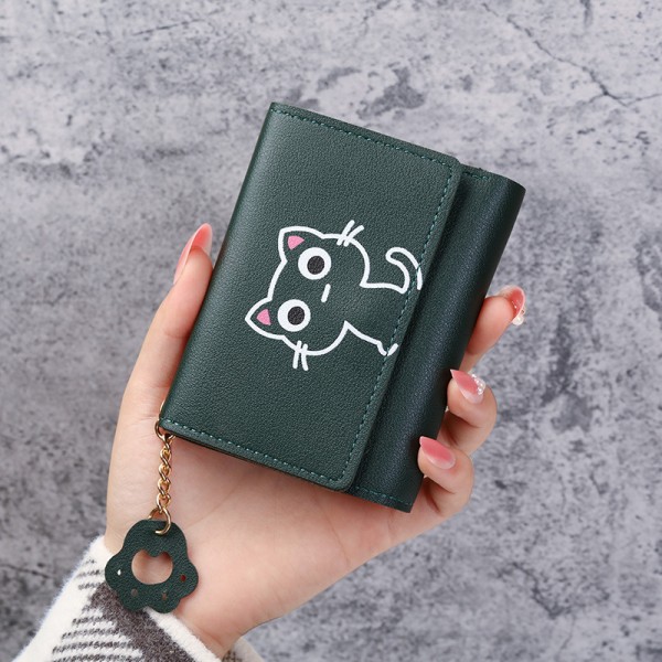 Kort plånbok, mini myntväska, liten och söt väska med flera kortplatser green