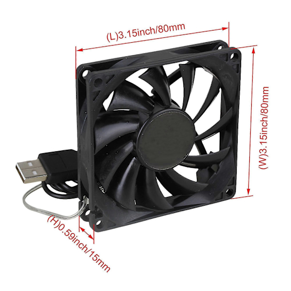 Sort 5v 8015 Usb Computer/pc/cpu Støjsvag Køling Kabinet Blæser 80x80x15mm