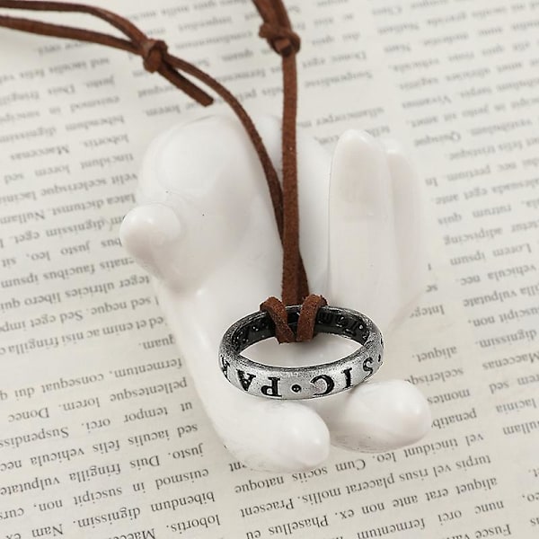 Uncharted 4 Halsband Nathan Drake Cosplay Ring Läder Kod Antik Vintage Hänge Smycken Prop