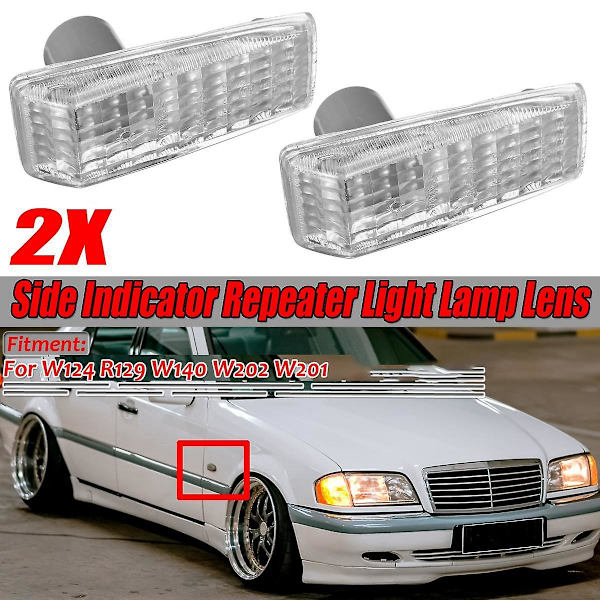 Blinklysdeksel for bil, sidemarkeringslys, repeterlys, lampedeksel for W124 R129 W140 W202 W201 2028201521 202820