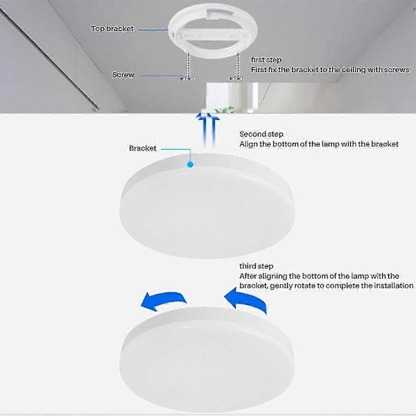 LED taklampe med 12W bevegelsessensor, lyd- og lysstyring, induksjon taklampe