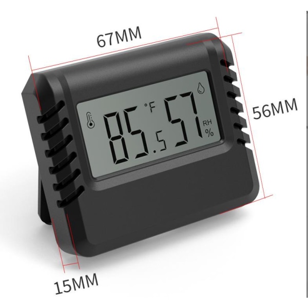 Mini elektroninen älykäs digitaalinen lämpömittari-hygrometrit - Musta, 1 kpl