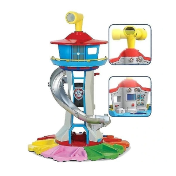 Oversized Tower Puppy Headquarters Toy med musikklys Patrulla Canina Lookout Toys Set Barnefødselsdagspresang Roman med 6 hunder