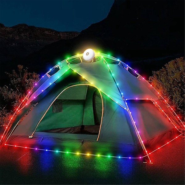 Camping String Lights, LED Light String, 2 i 1 Design 2000mAh Oppladbar 10m Utendørs Vanntett Teltlykt