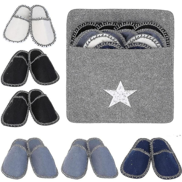 6 par fleece filtslippers - bärbara, tvättbara, engångs, halkfria hemmaslippers för familj, spa, gäster, hotell, resor - yvan