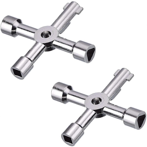 2-pack Elektriska Skåpsnycklar Gasnycklar Universal 4-vägsnycklar För Flera Användningsområden (silver) (ShiKai)