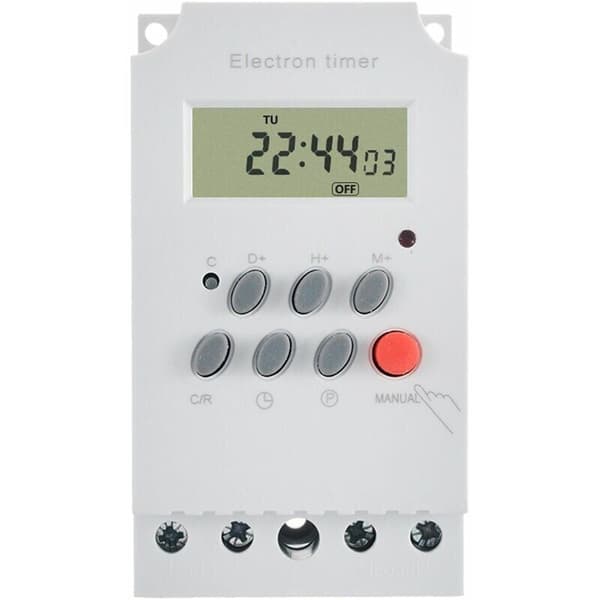 AC 220V 25A Digital Programmerbar Timer DIN-skena Elektronisk Timerbrytare Kontroller med LCD-display Klocka - Vit - Vit
